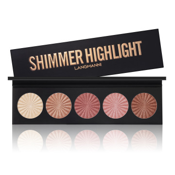 Προσαρμόσιμη πολυτελή ροζ παλέτα highlighter με 8 χρώματα υψηλής χρωστικής ουσίας highlight σκόνη και εξατομικευμένο λογότυπο