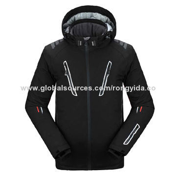 Men's Ski Jacket with Fleece Inner, OEM and ODM Designs Available, Black ColorNew