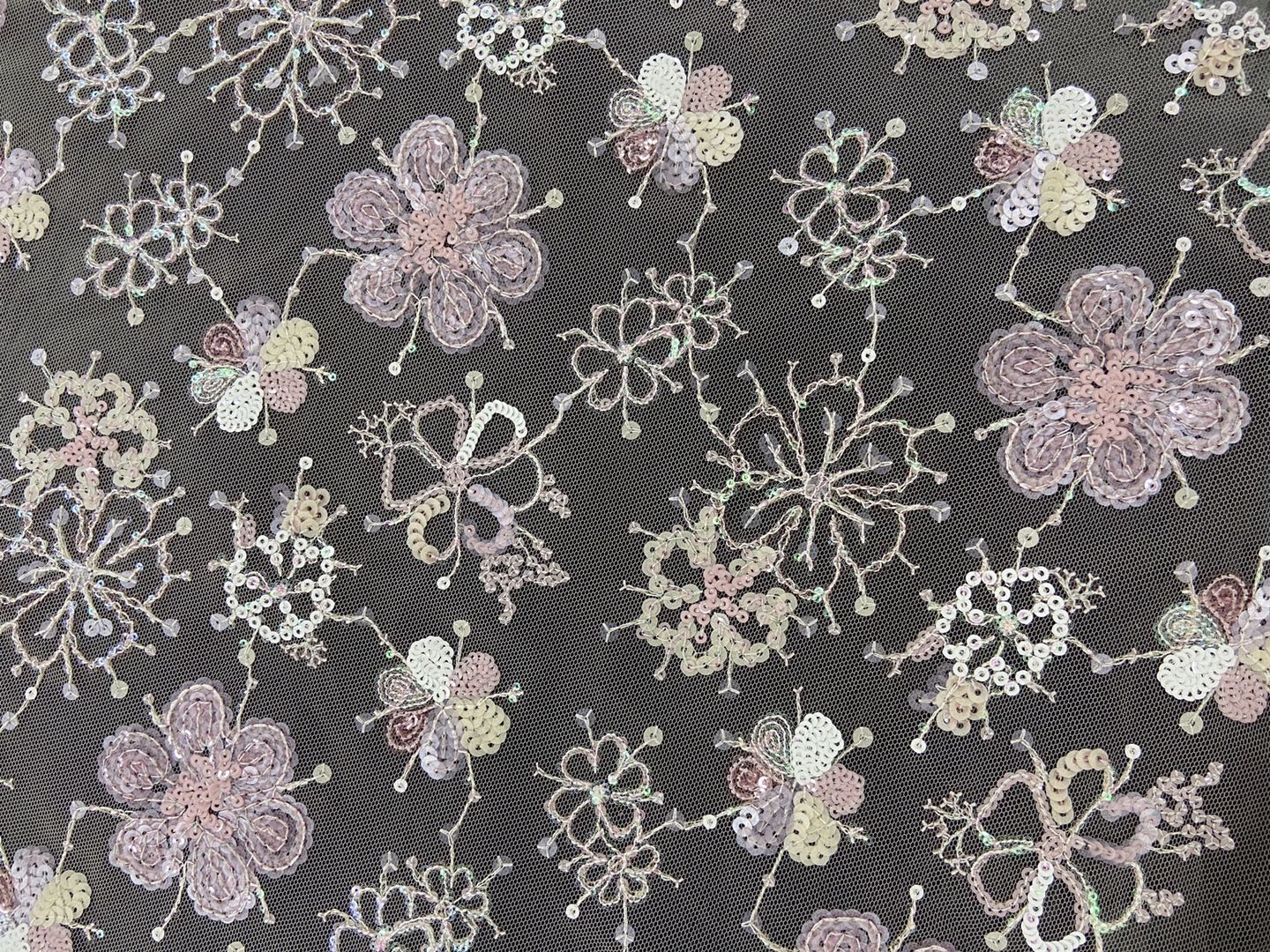 Blossoms Sequin Embroidery Fabric