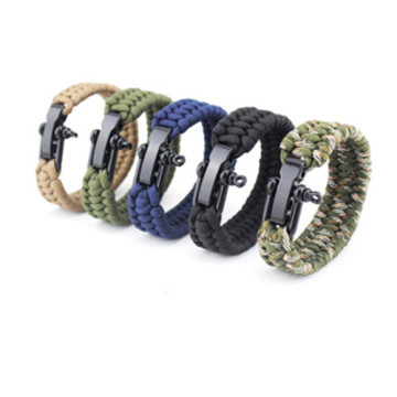 PASLANMAZ ÇELİK U Biçimli Kelepçe Paracord Bileklik
