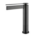 Gun metal grey brass tall waterfall bathroom face basin faucet sink mixer water tap