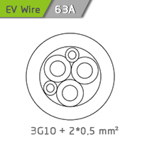 TPE PVC Insulation Material 63A Single Phase Charging Pile Cable For New Energy Vehicles Application