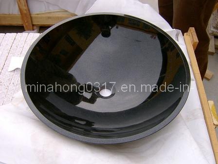 Shanxi Black Granite Round Sink Polished, Black Sink, Black Granite