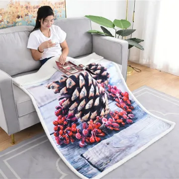 Amazon hot sell microfiber soft chunky design faux fur Double-Layer blanket printing sherpa throw blanket