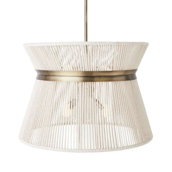 Custom Modern Simple Vintage Round Woven Chandelier Pendant Light