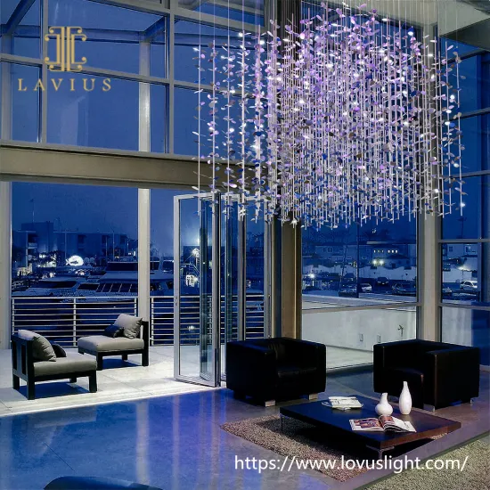 Sheet metal large project custom adjustable pendant light & chandelier for villa hotel shopping mall