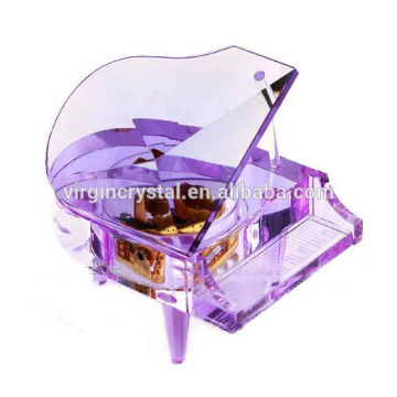 Hot sale high quality crystal glass piano music box with custom logo for birthday gift/ wedding centerpieces