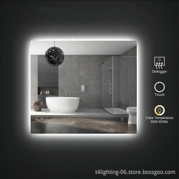 High Quality Square LED Light Backlit Dimming Bathroom Mirrors