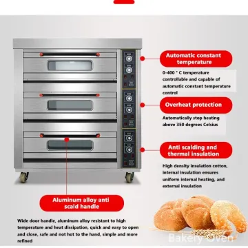 Bakery Baking Oven Equipment Prices 3 Deck 6 Tray Oven Electric Industrial Bread Cake Pizza Built in Baking Oven