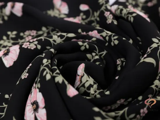 75D Poly Spun Chiffon With Pink Florals Printing