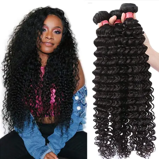 Top Quality Virgin Cuticle Aligned Hair Mink Brazilian Hair  8A 9A 10A Grade Virgin Brazilian Hair Bundles Deep Wave in Stock