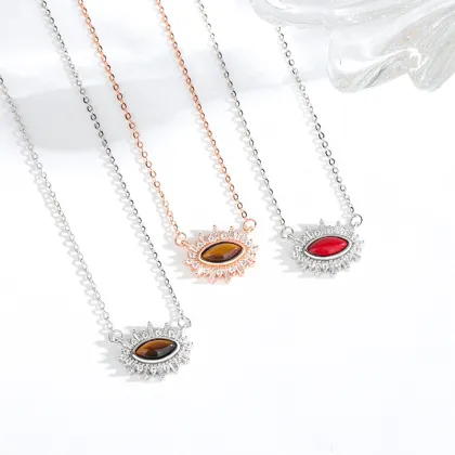 Sterling Silver Retro Palace Style Corona Eye Necklace