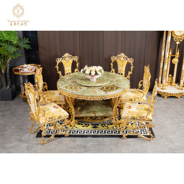 Manufacturer Direct Sale Luxury Round 6 Seater Marble Dining Table Set