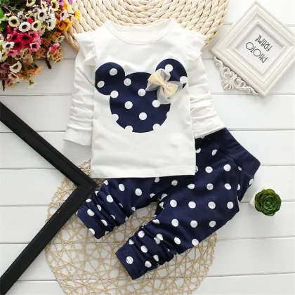2021 New Kids Clothes Girl Baby Long Sleeve Cotton Minnie Casual Suits Baby Clothing Children Sets and Suits