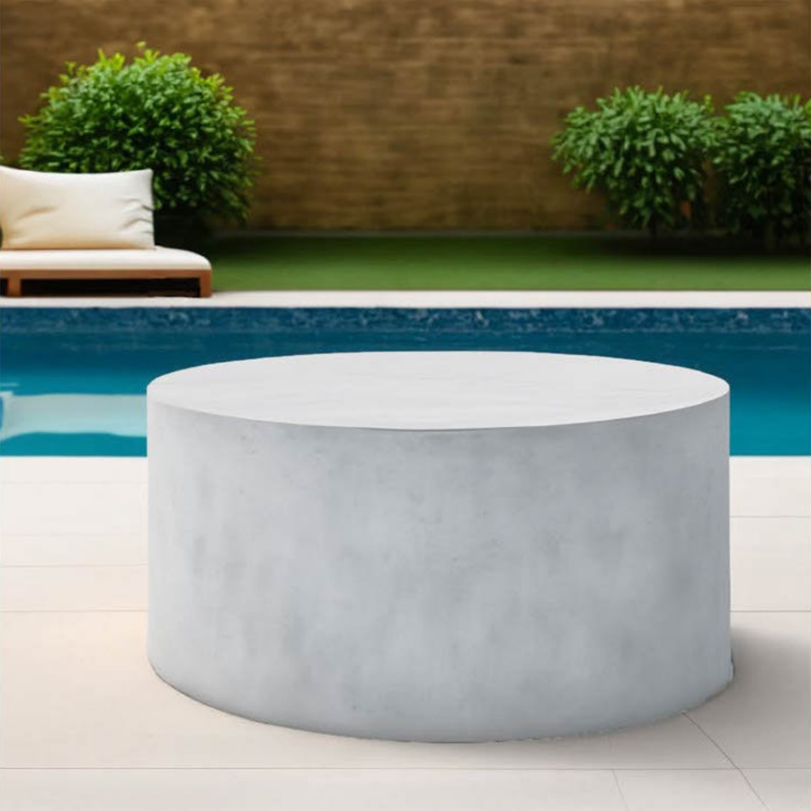 Moderner minimalistischer Betonrunde Terrasse Tisch