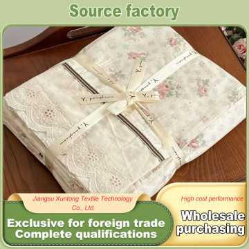 Conjunto de cama premium 100% algodão com acabamento em renda