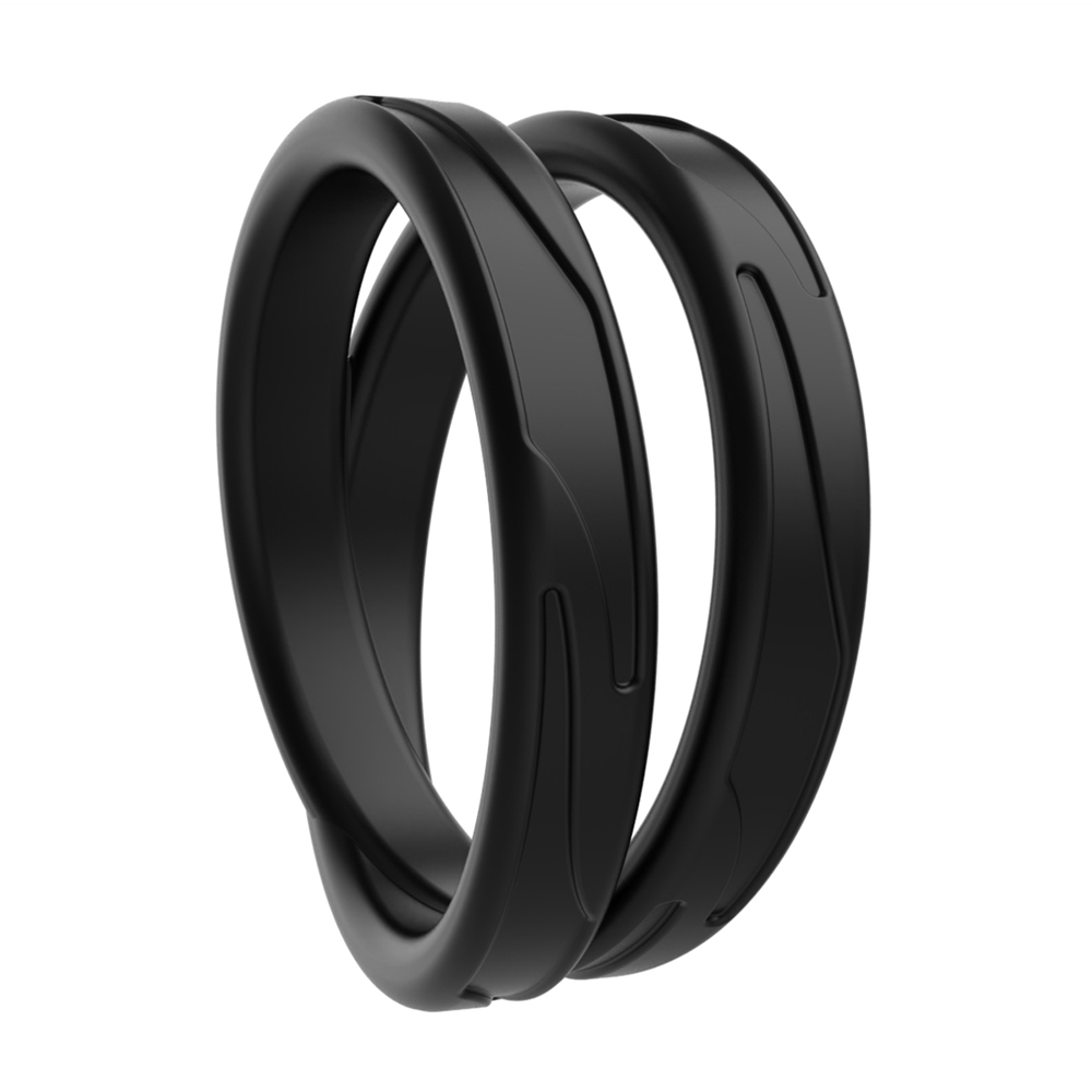 Cock Rings Black 100% Waterproof 2-Ring Physical Locking