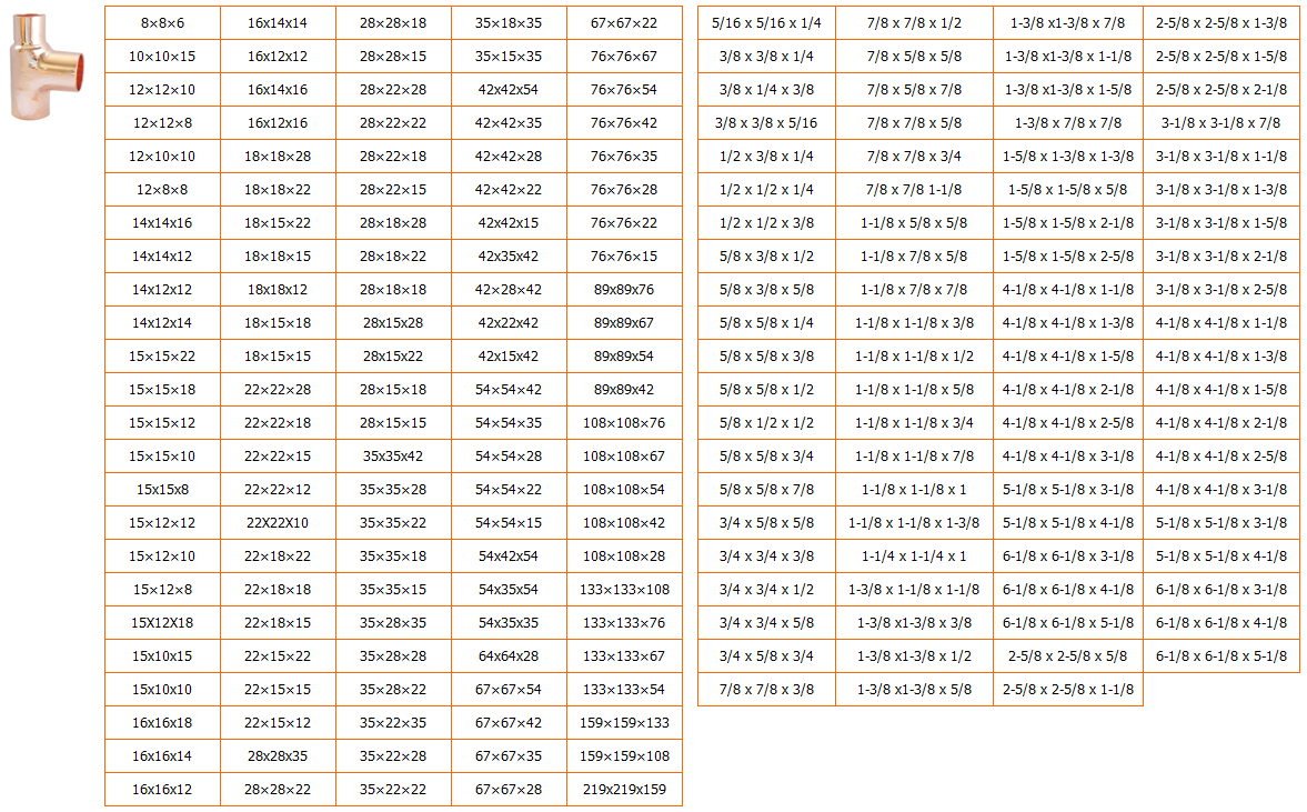 Copper Pipe Reducing Tee Fittings CXCXC