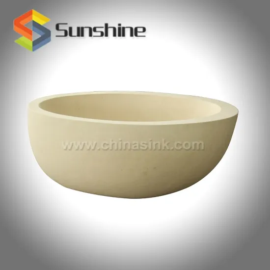 Smooth White Limestone Freestanding Marble Bath Tub