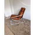 Modern Natural Leather Easy Chair with Steel Structure