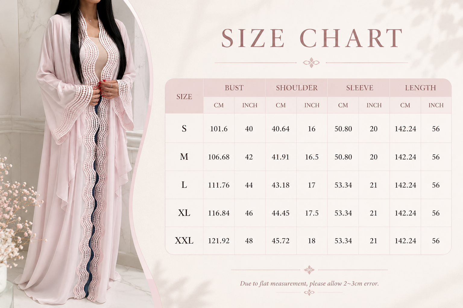 Elegant Crochet Trim Open Abaya