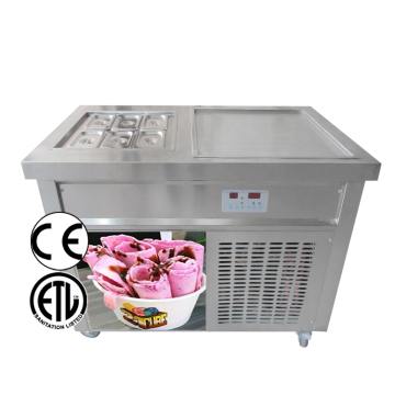 Kolice ROHS NFS Thailand Fry Soft Ice Cream Machine with Single Flat Pan and Six-Barrel Option