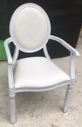 Factory Sale Wood Grain Stackable White Dining Banquet Aluminum Louis Chair