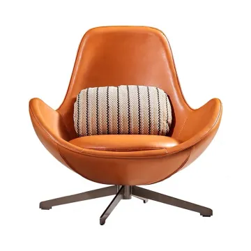 Nordic eggshell designer Italian leather leisure chair