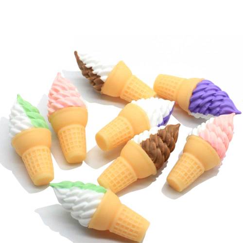 Wholesale Resin Ice Cream Miniature Two Sizes Simulation Food for DIY Key Chain Dollhouse Toys Gifts Jewelry Making