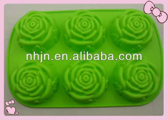 6pcs Rose Flowers Shape Cookie Pan Silicone Molds For Cake Decorating