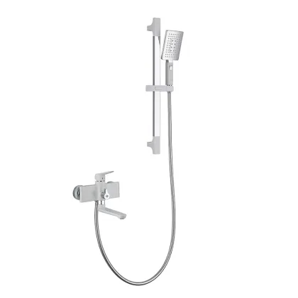 White Lacquered Wall-Mounted Bathtub Mixer