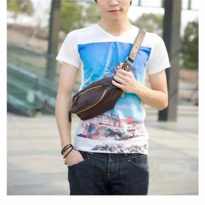 Casual PU leather man small chest bag