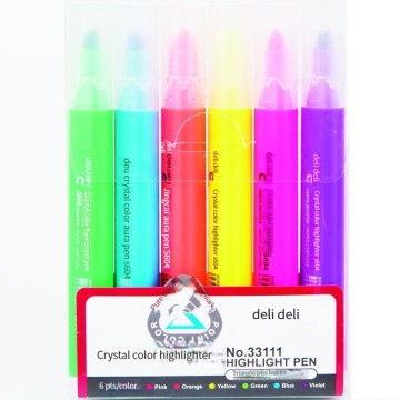 Deli 33111 Highlighter Set - Candy Colors, Erasable Water-Based Markers (6-Pack)