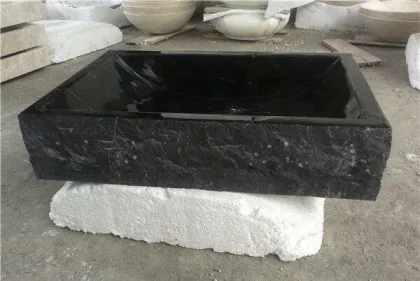 Cheap price natural stone black marble wash basin