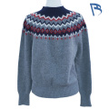 Pulover din tricot cu decolteu fals din jacquard Fair Isle gri