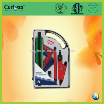 Color Plastic Drawing Macth Compass Set with Pencil Eraser Ruler and Protractor