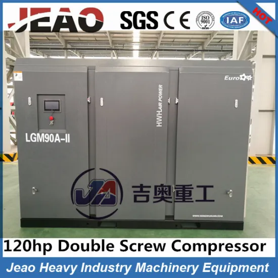 90kw/120HP Oil Lubricated Energy Industrial Saving Screw AC Air Compressor Price