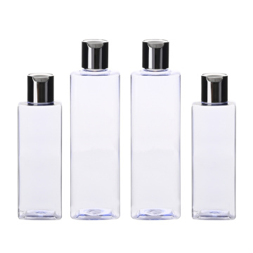 professional manufacturers plastic square clear pet lotion bottle 100 ml 80 ml 60 ml 50 ml 30 ml with aluminum disc top cap lid