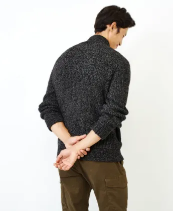 Men Snowy Fox Zip Mock Jacket Sweater