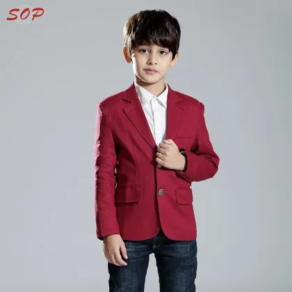 Children clothing formal kids outfit linen blazer boys jacket for autumn winter or all year around