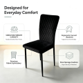 Silla de comedor duradera con respaldo alto de terciopelo negro
