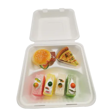 Disposable Bagasse Food 9''-3 Compartment Clamshell