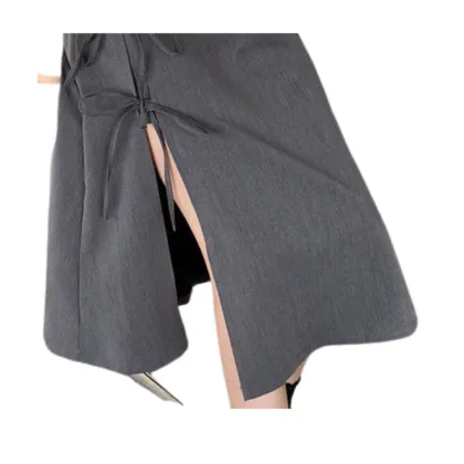 2022 Spring/Summer Joker Theme Irregular Strap Split Mid-length Skirt