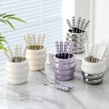 Creative European Light Luxury Stainless Steel Gold Forks for Desserts and Fruits