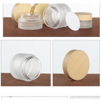 Wood grain cosmetic glass bottles are unpacked