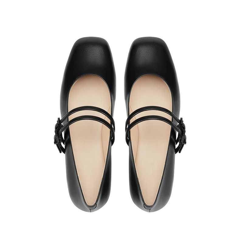 Leather Mary Jane Flat Sandals for Women
