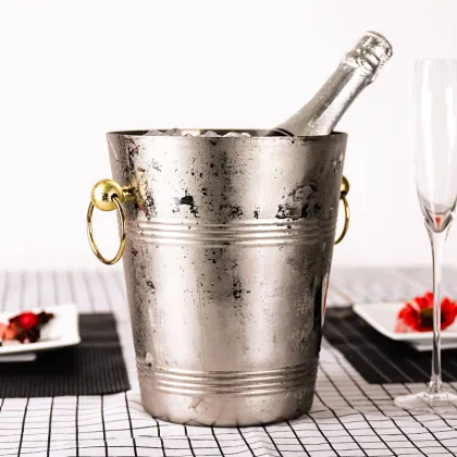Luxury Thickened Large 304 Stainless Steel Ice Bucket Bar Champagne Buckets Kitchen Storage Buckets Wine Coolers Chillers 5L