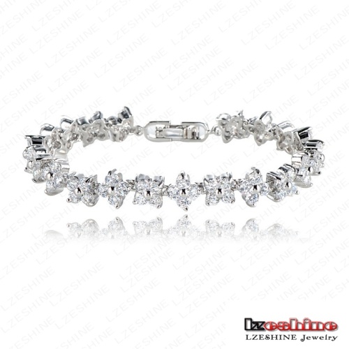 Most Popular Cute Flower Swiss Cubic Zirconia Diamond Girls Bracelet Platinum Plated Bracelet Cbr0029-B