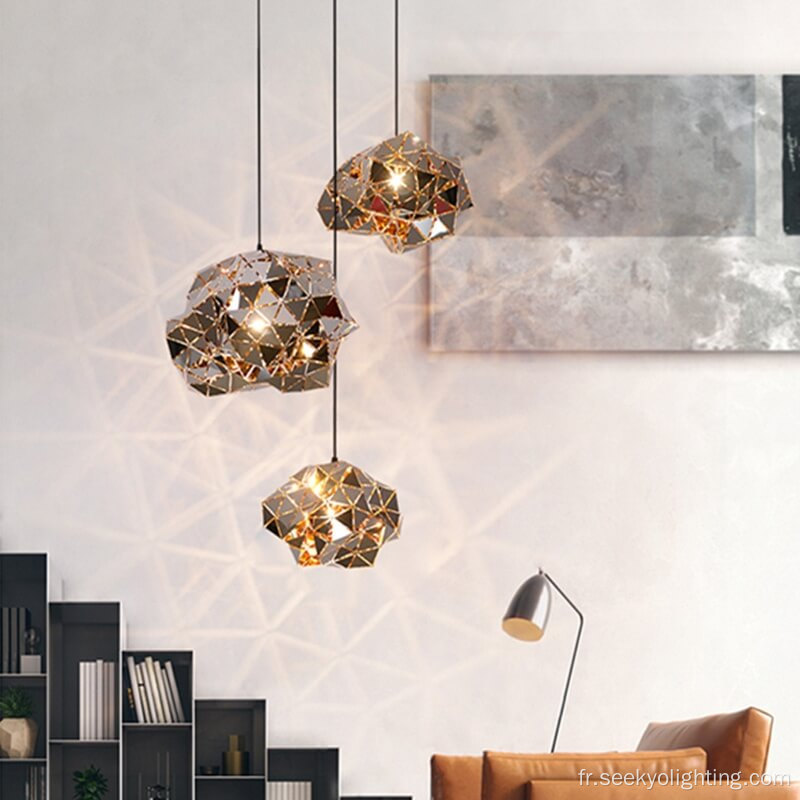 Salon en acier inoxydable chandelier de lampe à lampe