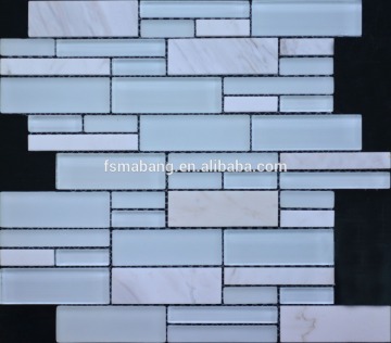 MBP4022 Super White color glass stone blend mosaic for bathroom wall tile material